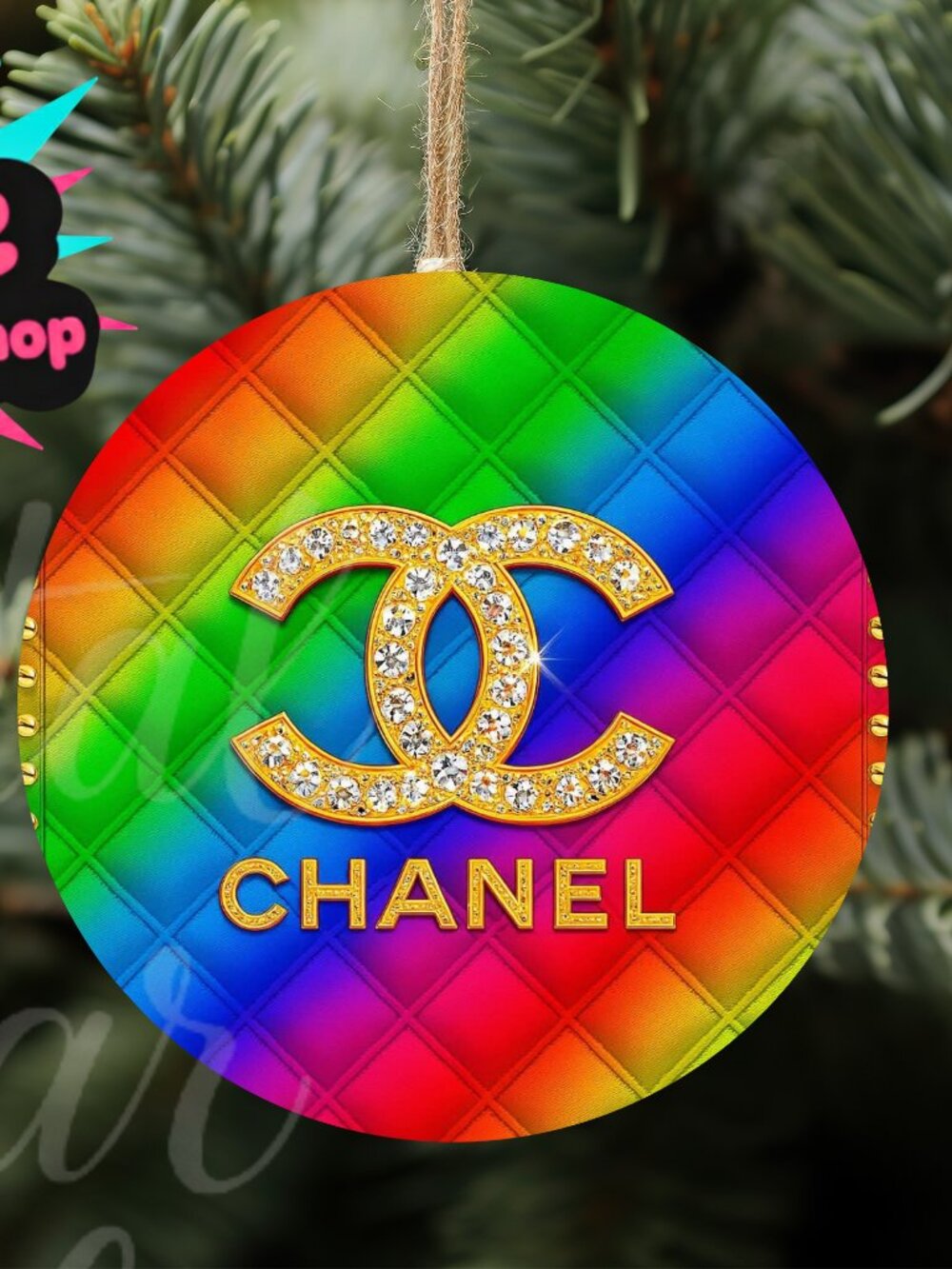 Chanel 3" Wood Ornament